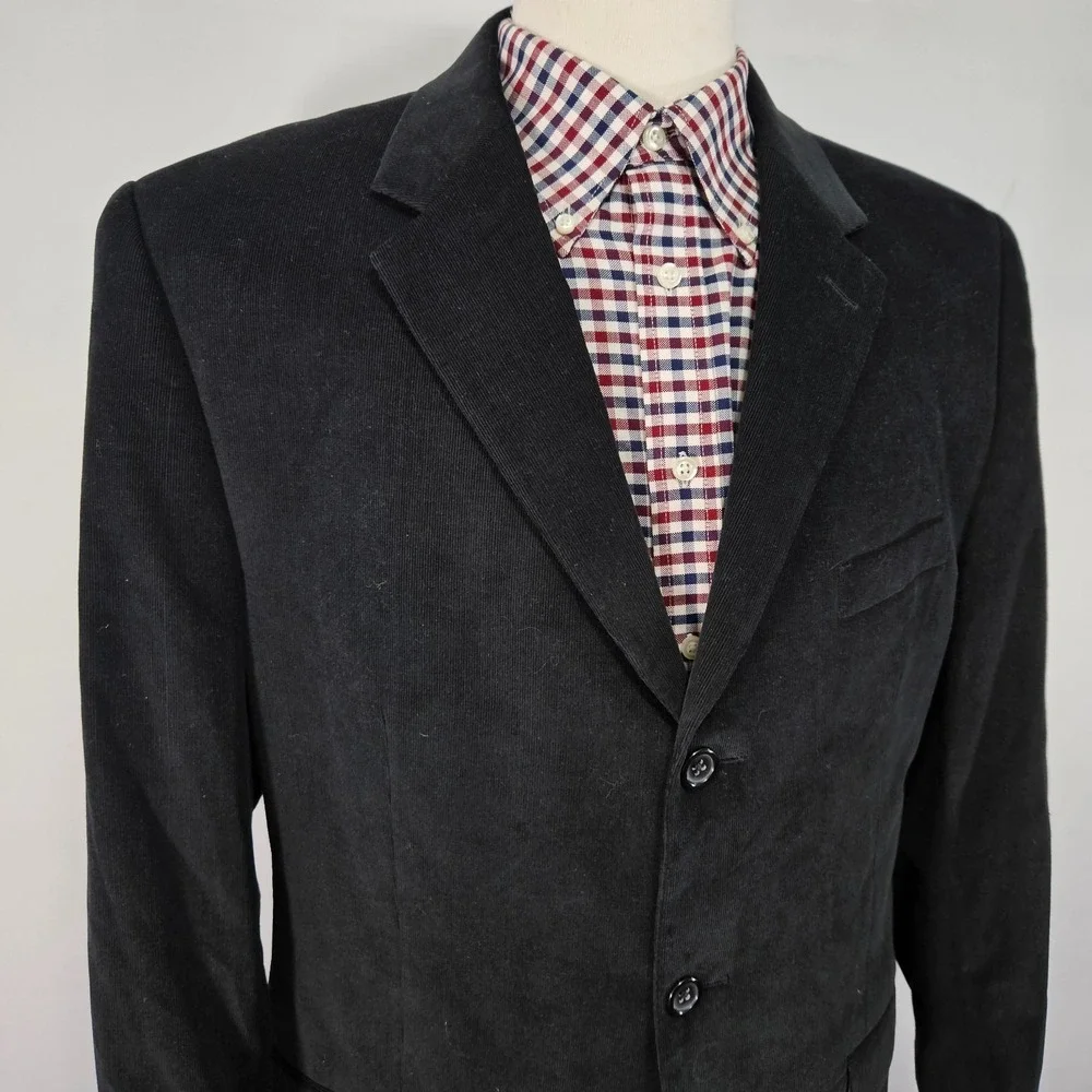 Apt.9 Men's Sport Coat Blazer Three Button Black Corduroy Cotton Size Large